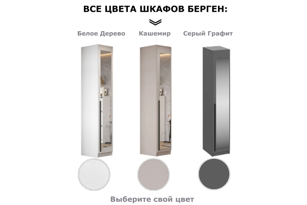 Шкаф однодверный "Берген" ШК-400 с зеркалом 